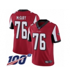Men's Atlanta Falcons #76 Kaleb McGary Red Team Color Vapor Untouchable Limited Player 100th Season Football Jersey