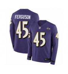 Men's Baltimore Ravens #45 Jaylon Ferguson Limited Purple Therma Long Sleeve Football Jersey