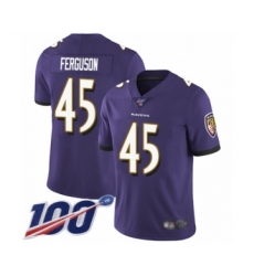 Men's Baltimore Ravens #45 Jaylon Ferguson Purple Team Color Vapor Untouchable Limited Player 100th Season Football Jersey