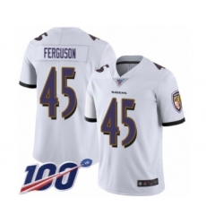 Men's Baltimore Ravens #45 Jaylon Ferguson White Vapor Untouchable Limited Player 100th Season Football Jersey