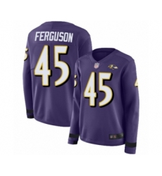 Women's Baltimore Ravens #45 Jaylon Ferguson Limited Purple Therma Long Sleeve Football Jersey