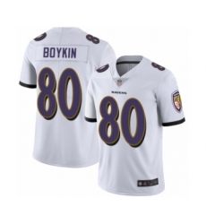 Men's Baltimore Ravens #80 Miles Boykin White Vapor Untouchable Limited Player Football Jersey