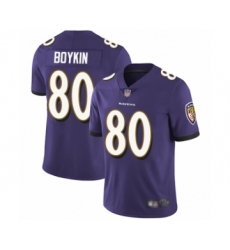 Youth Baltimore Ravens #80 Miles Boykin Purple Team Color Vapor Untouchable Limited Player Football Jersey