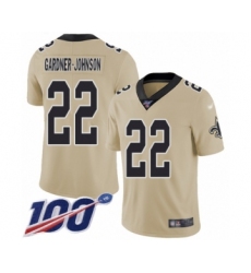 Men's New Orleans Saints #22 Chauncey Gardner-Johnson Limited Gold Inverted Legend 100th Season Football Jersey