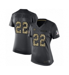 Women's New Orleans Saints #22 Chauncey Gardner-Johnson Limited Black 2016 Salute to Service Football Jersey