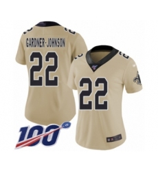 Women's New Orleans Saints #22 Chauncey Gardner-Johnson Limited Gold Inverted Legend 100th Season Football Jersey