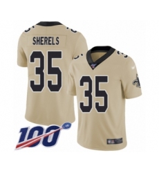 Men's New Orleans Saints #35 Marcus Sherels Limited Gold Inverted Legend 100th Season Football Jersey