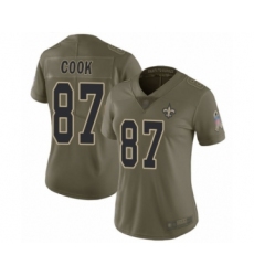Women's New Orleans Saints #87 Jared Cook Limited Olive 2017 Salute to Service Football Jersey
