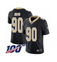 Men's New Orleans Saints #90 Malcom Brown Black Team Color Vapor Untouchable Limited Player 100th Season Football Jersey