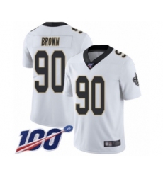 Men's New Orleans Saints #90 Malcom Brown White Vapor Untouchable Limited Player 100th Season Football Jersey