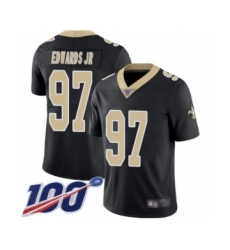 Men's New Orleans Saints #97 Mario Edwards Jr Black Team Color Vapor Untouchable Limited Player 100th Season Football Jersey