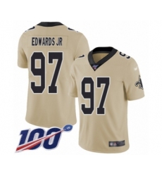 Youth New Orleans Saints #97 Mario Edwards Jr Limited Gold Inverted Legend 100th Season Football Jersey