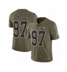 Youth New Orleans Saints #97 Mario Edwards Jr Limited Olive 2017 Salute to Service Football Jersey