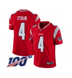 Youth New England Patriots #4 Jarrett Stidham Limited Red Inverted Legend 100th Season Football Jersey
