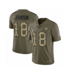Men's Pittsburgh Steelers #18 Diontae Johnson Limited Olive Camo 2017 Salute to Service Football Jersey