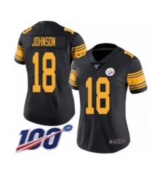 Women's Pittsburgh Steelers #18 Diontae Johnson Limited Black Rush Vapor Untouchable 100th Season Football Jersey