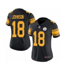 Women's Pittsburgh Steelers #18 Diontae Johnson Limited Black Rush Vapor Untouchable Football Jersey