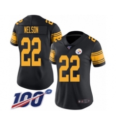 Women's Pittsburgh Steelers #22 Steven Nelson Limited Black Rush Vapor Untouchable 100th Season Football Jersey