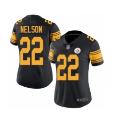 Women's Pittsburgh Steelers #22 Steven Nelson Limited Black Rush Vapor Untouchable Football Jersey