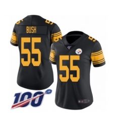 Women's Pittsburgh Steelers #55 Devin Bush Limited Black Rush Vapor Untouchable 100th Season Football Jersey