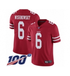 Men's San Francisco 49ers #6 Mitch Wishnowsky Red Team Color Vapor Untouchable Limited Player 100th Season Football Jersey