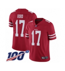 Youth San Francisco 49ers #17 Jalen Hurd Red Team Color Vapor Untouchable Limited Player 100th Season Football Jersey