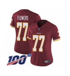 Women's Washington Redskins #77 Ereck Flowers Burgundy Red Team Color Vapor Untouchable Limited Player 100th Season Football Jersey