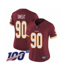 Women's Washington Redskins #90 Montez Sweat Burgundy Red Team Color Vapor Untouchable Limited Player 100th Season Football Jersey