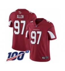 Men's Arizona Cardinals #97 Zach Allen Red Team Color Vapor Untouchable Limited Player 100th Season Football Jersey