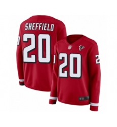 Women's Atlanta Falcons #20 Kendall Sheffield Limited Red Therma Long Sleeve Football Jersey