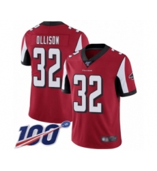 Men's Atlanta Falcons #32 Qadree Ollison Red Team Color Vapor Untouchable Limited Player 100th Season Football Jersey