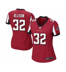 Women's Atlanta Falcons #32 Qadree Ollison Game Red Team Color Football Jersey