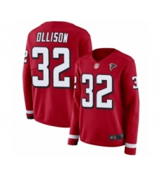 Women's Atlanta Falcons #32 Qadree Ollison Limited Red Therma Long Sleeve Football Jersey