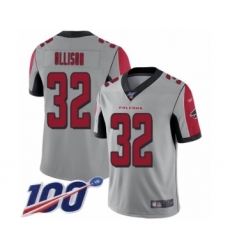 Youth Atlanta Falcons #32 Qadree Ollison Limited Silver Inverted Legend 100th Season Football Jersey