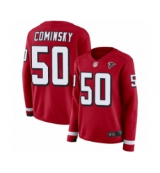 Women's Atlanta Falcons #50 John Cominsky Limited Red Therma Long Sleeve Football Jersey
