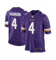 Men's Minnesota Vikings #4 Sean Mannion Game Purple Team Color Football Jersey