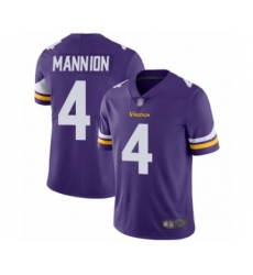 Youth Minnesota Vikings #4 Sean Mannion Purple Team Color Vapor Untouchable Limited Player Football Jersey