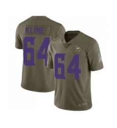 Men's Minnesota Vikings #64 Josh Kline Limited Olive 2017 Salute to Service Football Jersey