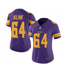Women's Minnesota Vikings #64 Josh Kline Limited Purple Rush Vapor Untouchable Football Jersey