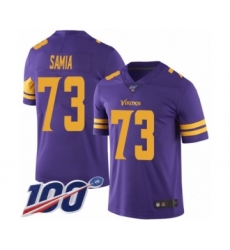 Men's Minnesota Vikings #73 Dru Samia Limited Purple Rush Vapor Untouchable 100th Season Football Jersey