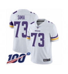 Men's Minnesota Vikings #73 Dru Samia White Vapor Untouchable Limited Player 100th Season Football Jersey