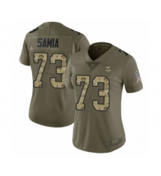 Women's Minnesota Vikings #73 Dru Samia Limited Olive Camo 2017 Salute to Service Football Jersey