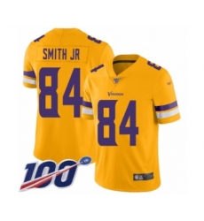 Men's Minnesota Vikings #84 Irv Smith Jr. Limited Gold Inverted Legend 100th Season Football Jersey
