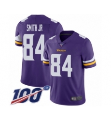 Men's Minnesota Vikings #84 Irv Smith Jr. Purple Team Color Vapor Untouchable Limited Player 100th Season Football Jersey
