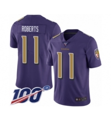 Men's Baltimore Ravens #11 Seth Roberts Limited Purple Rush Vapor Untouchable 100th Season Football Jersey