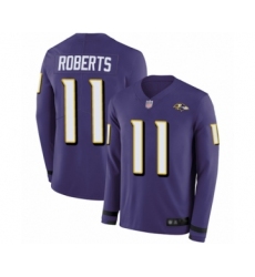 Men's Baltimore Ravens #11 Seth Roberts Limited Purple Therma Long Sleeve Football Jersey
