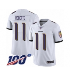 Men's Baltimore Ravens #11 Seth Roberts White Vapor Untouchable Limited Player 100th Season Football Jersey