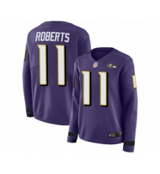 Women's Baltimore Ravens #11 Seth Roberts Limited Purple Therma Long Sleeve Football Jersey