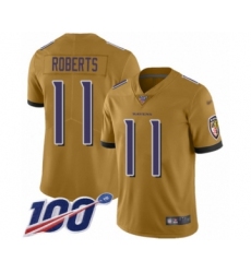 Youth Baltimore Ravens #11 Seth Roberts Limited Gold Inverted Legend 100th Season Football Jersey