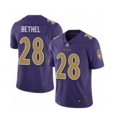 Men's Baltimore Ravens #28 Justin Bethel Limited Purple Rush Vapor Untouchable Football Jersey